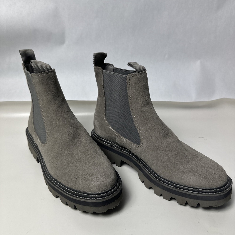 Dolce Vita Moana H20 Boots Charcoal Suede Gray Slip On Block Heel Size 8